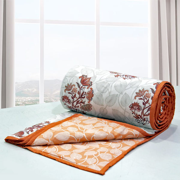 Soft Riva Geometrical Print AC Cotton Dohar in Orange At Best Prices