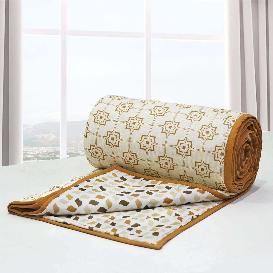 Riva Geometrical Cotton Dohar 
Mustard