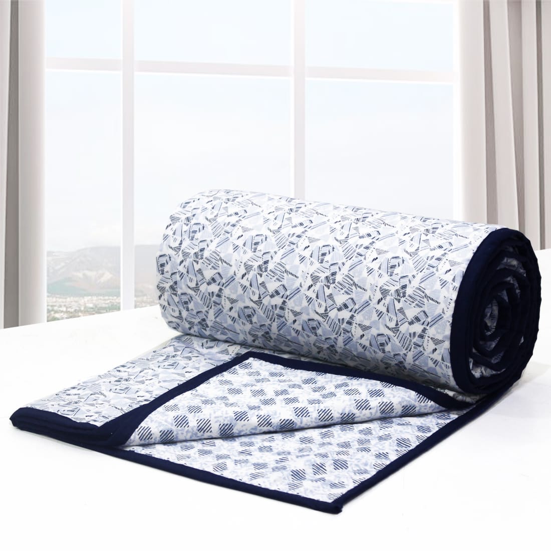 Soft Riva Floral Print Blue Cotton Dohar Online At Best Prices