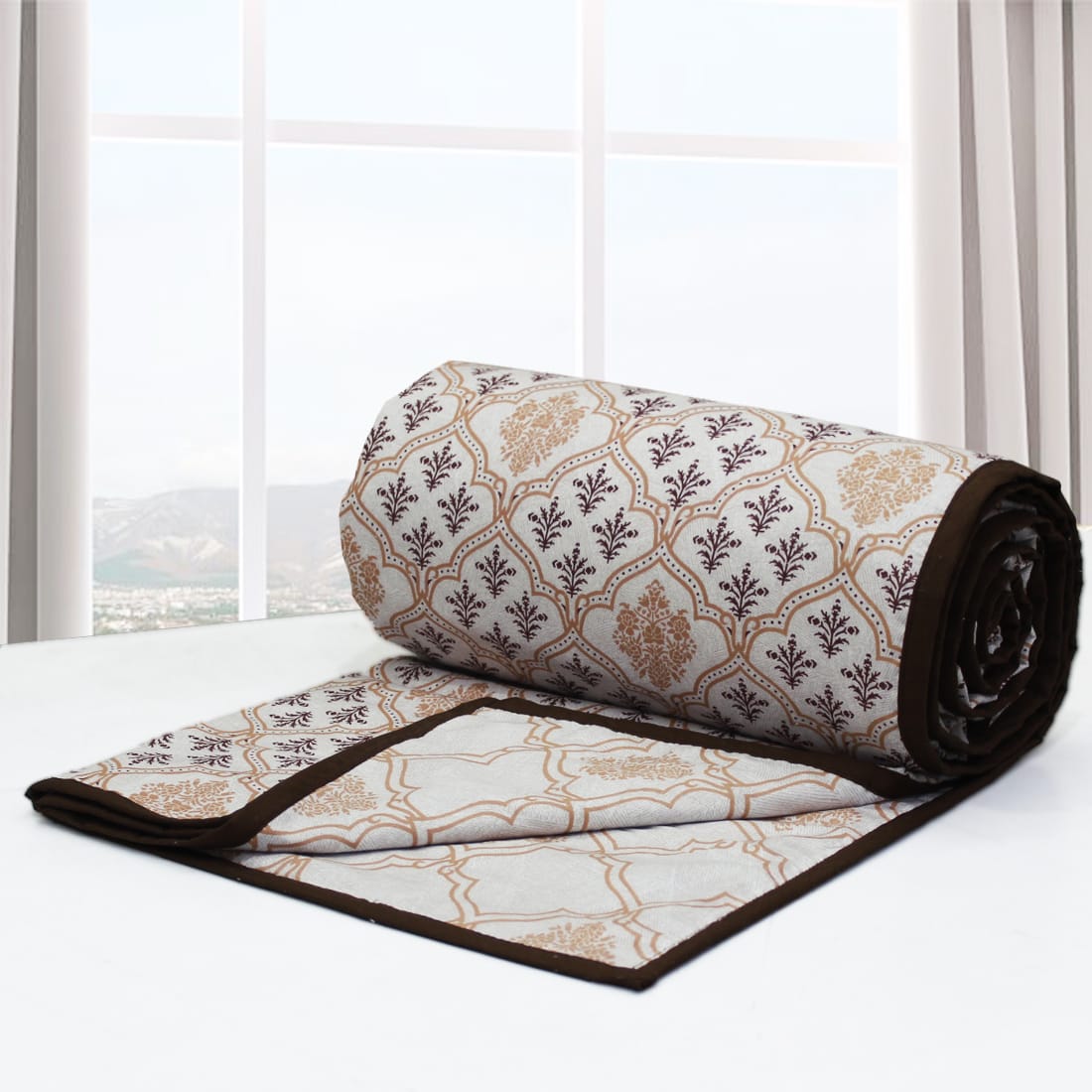 Riva Floral Cotton Dohar, Brown