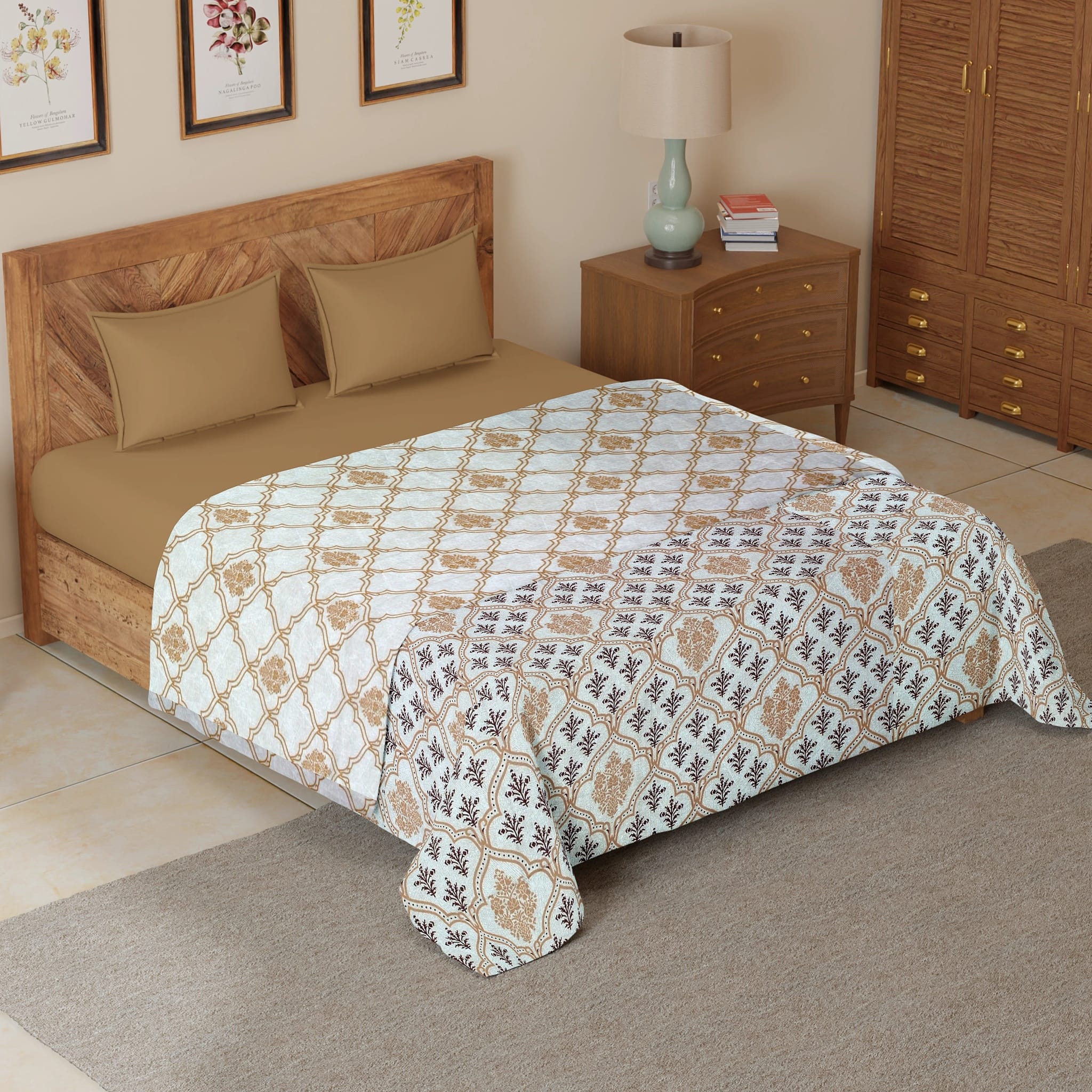 Riva Floral Cotton Dohar, Brown
