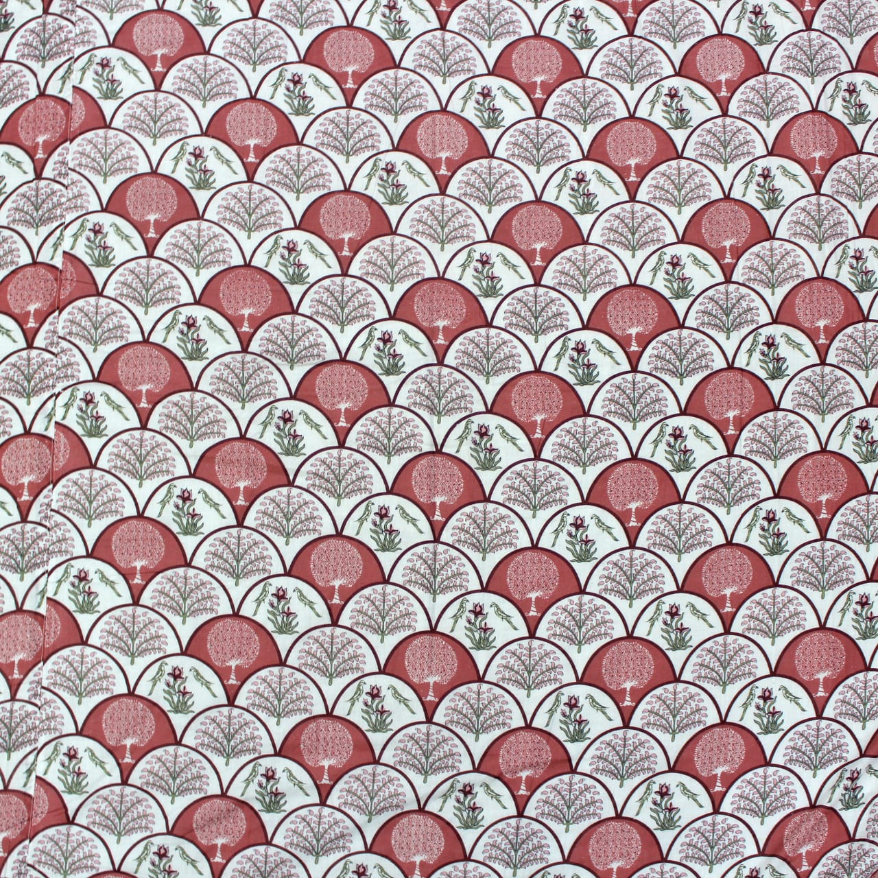 Full View Riva Floral Cotton Dohar, Burgundy Design 