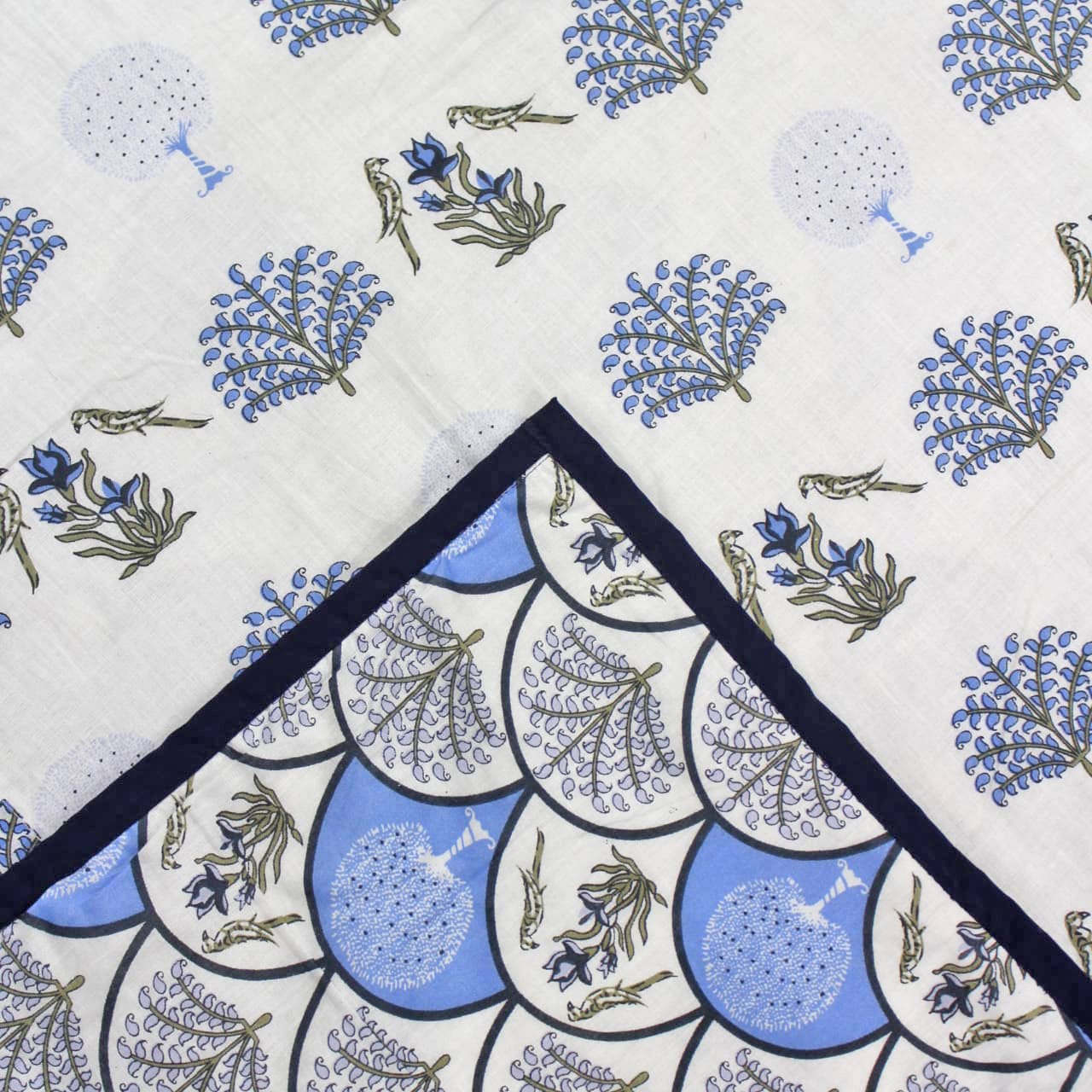 Riva Floral Cotton Dohar, Blue