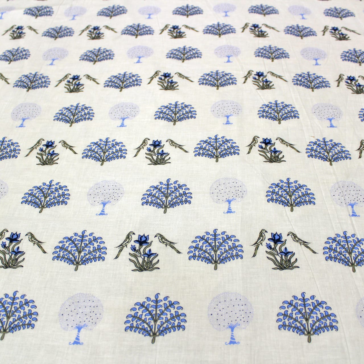 Full View Riva Floral Cotton Dohar, Blue Design 