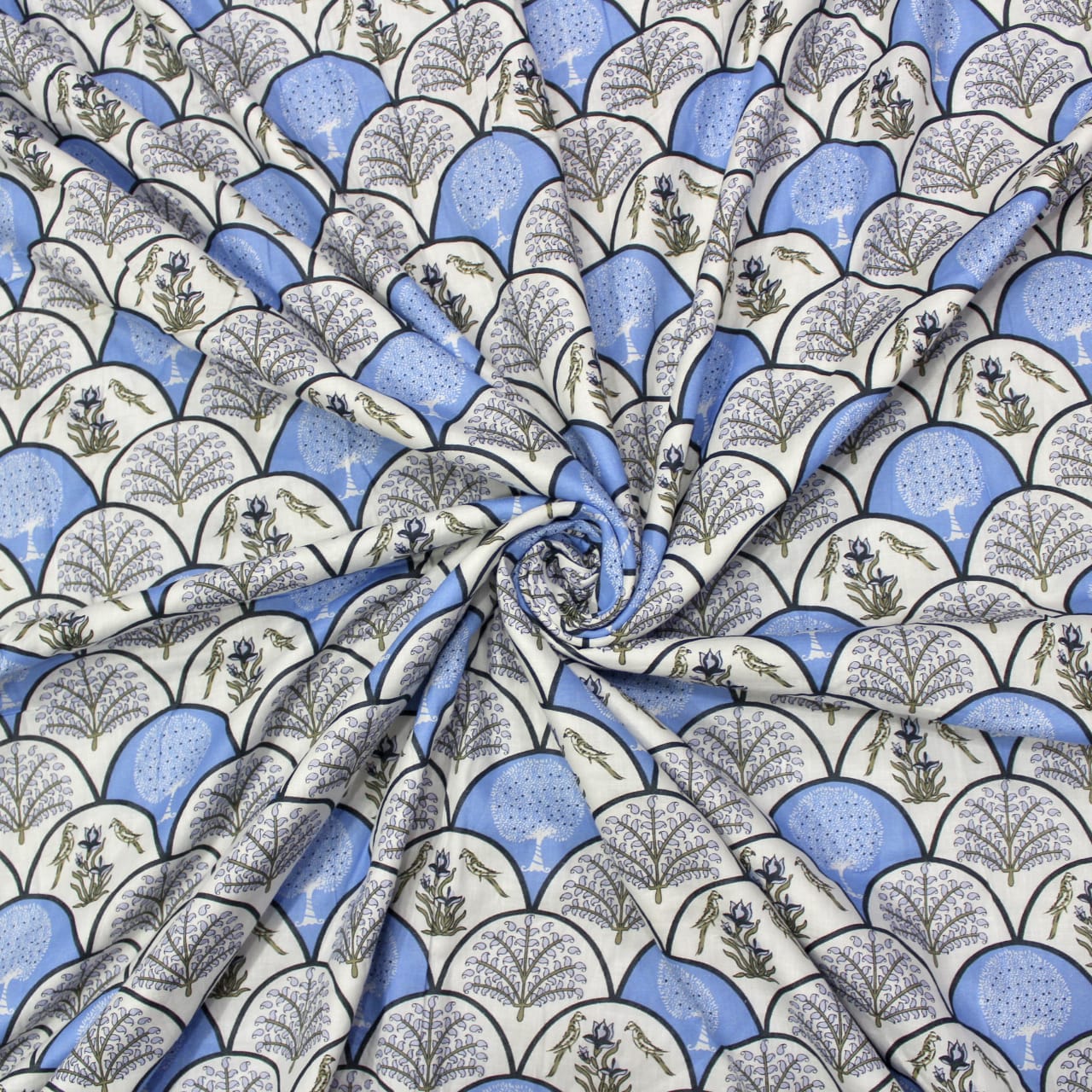Riva Floral Cotton Dohar, Blue