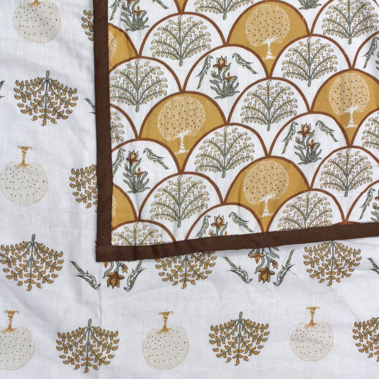 Riva Floral Cotton Dohar, Mustard