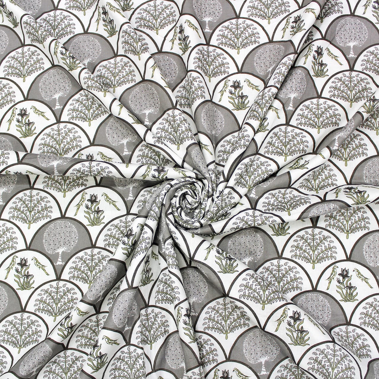 Riva Floral Cotton Dohar, Grey