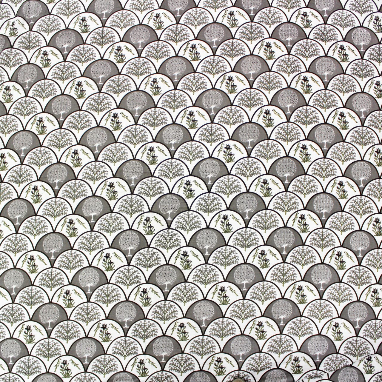 Full View Riva Floral Cotton Dohar, Grey Design 