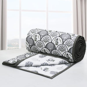 Riva Floral Cotton Dohar, Grey