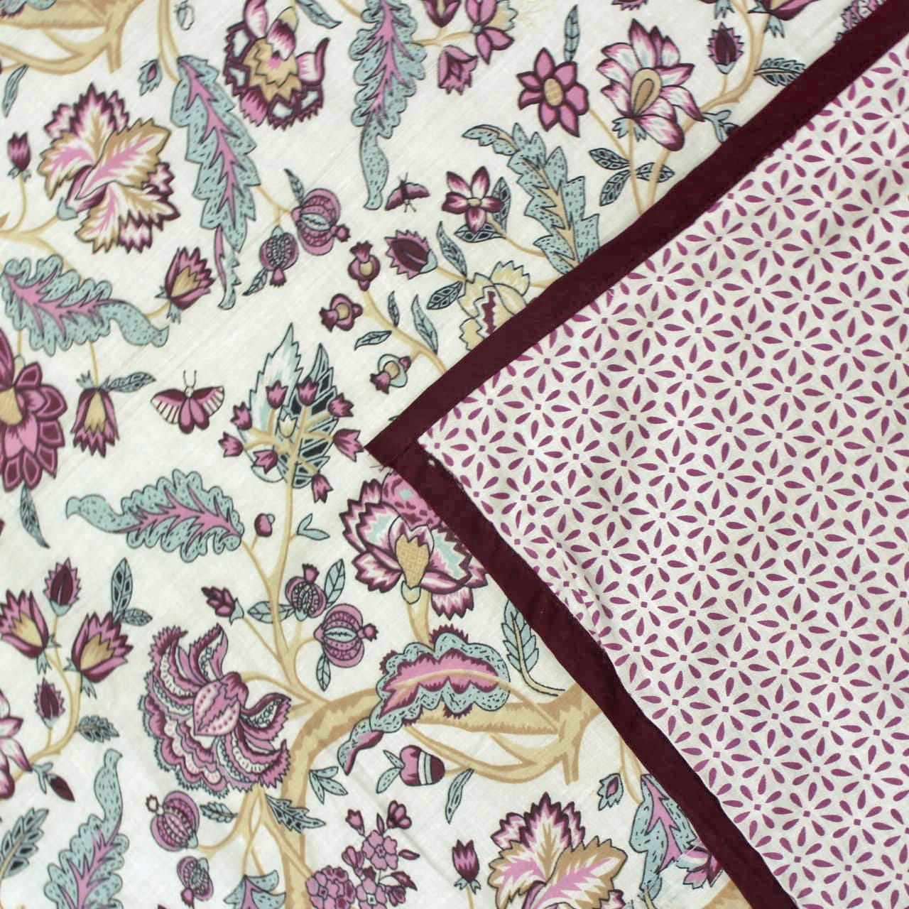 Riva Floral Cotton Dohar, Burgundy