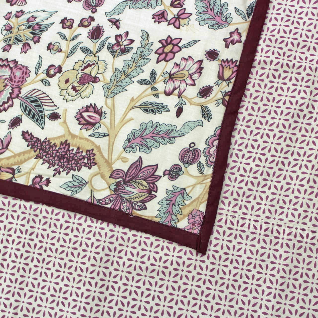 Riva Floral Cotton Dohar, Burgundy