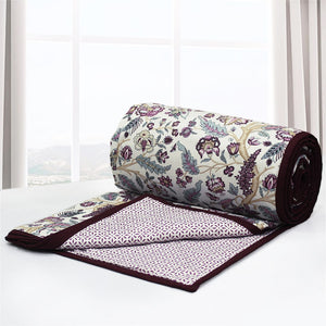 Riva Floral Cotton Dohar, Burgundy