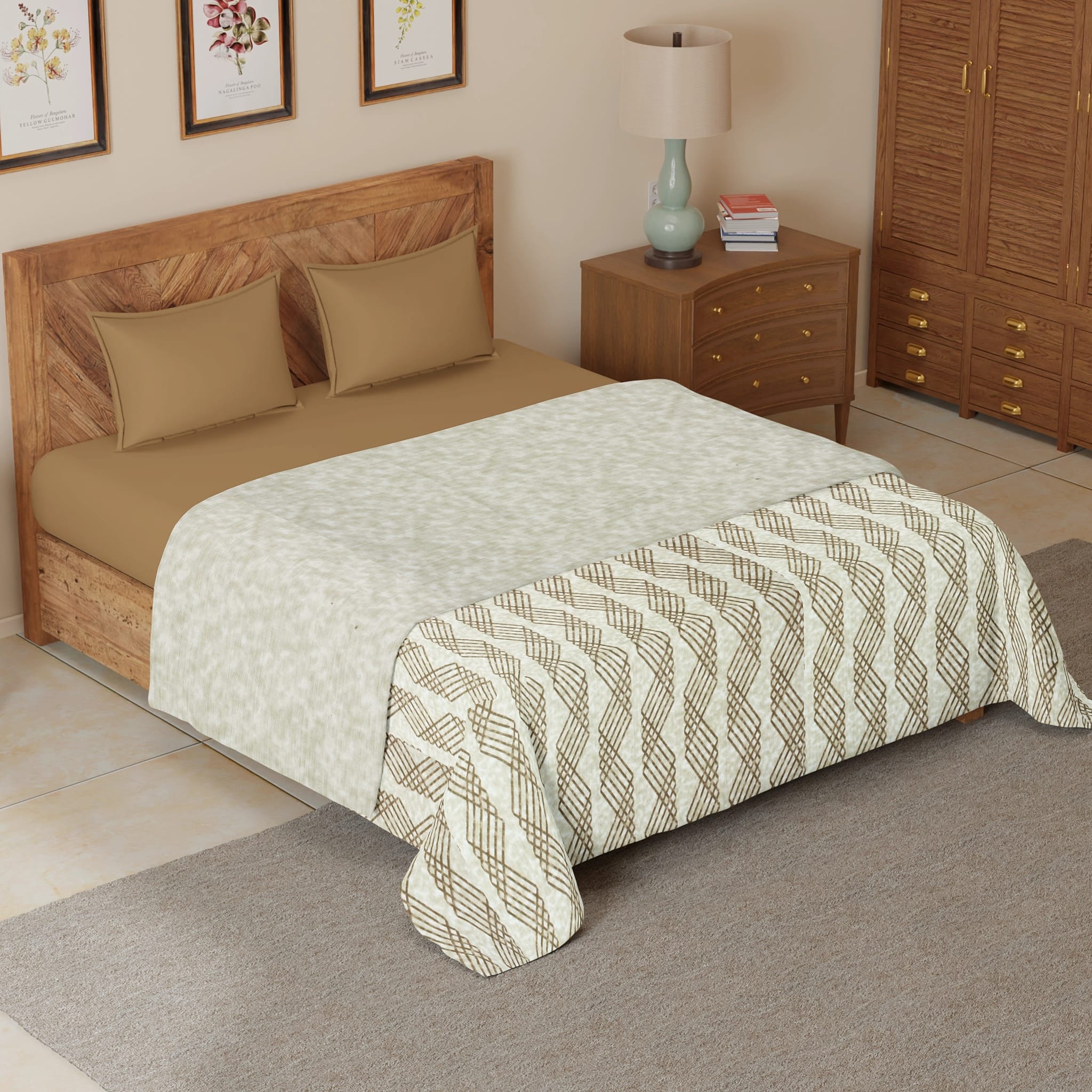 Riva Floral Cotton Dohar, Brown
