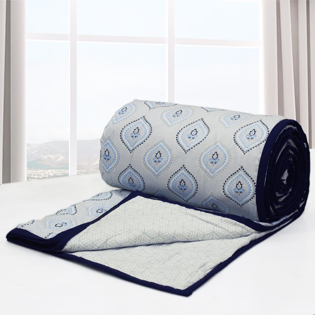 Riva Floral Cotton Dohar, Blue