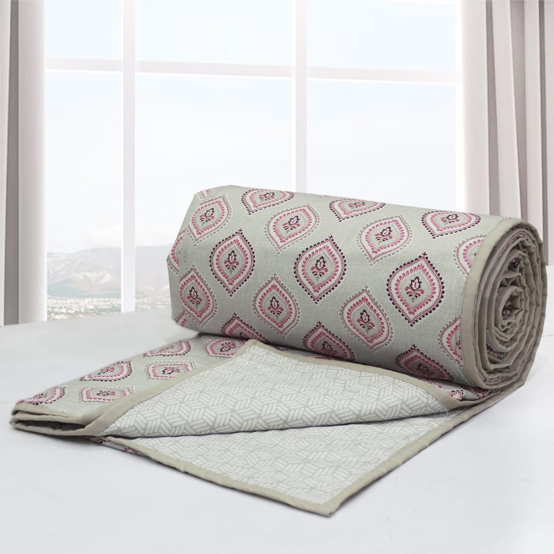 Riva Floral Cotton Dohar, Peach