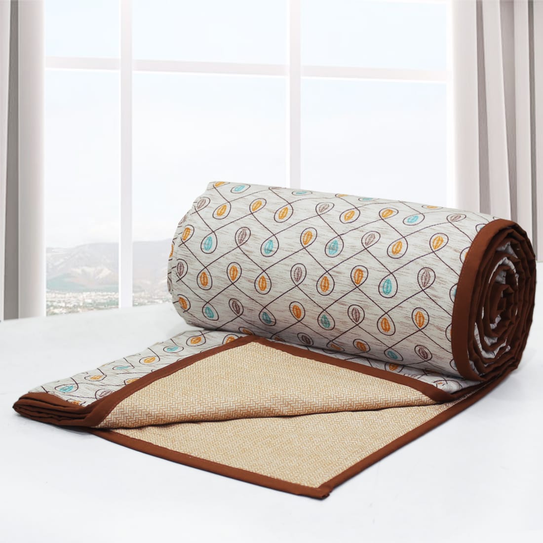 Riva Floral Cotton Dohar, Brown 