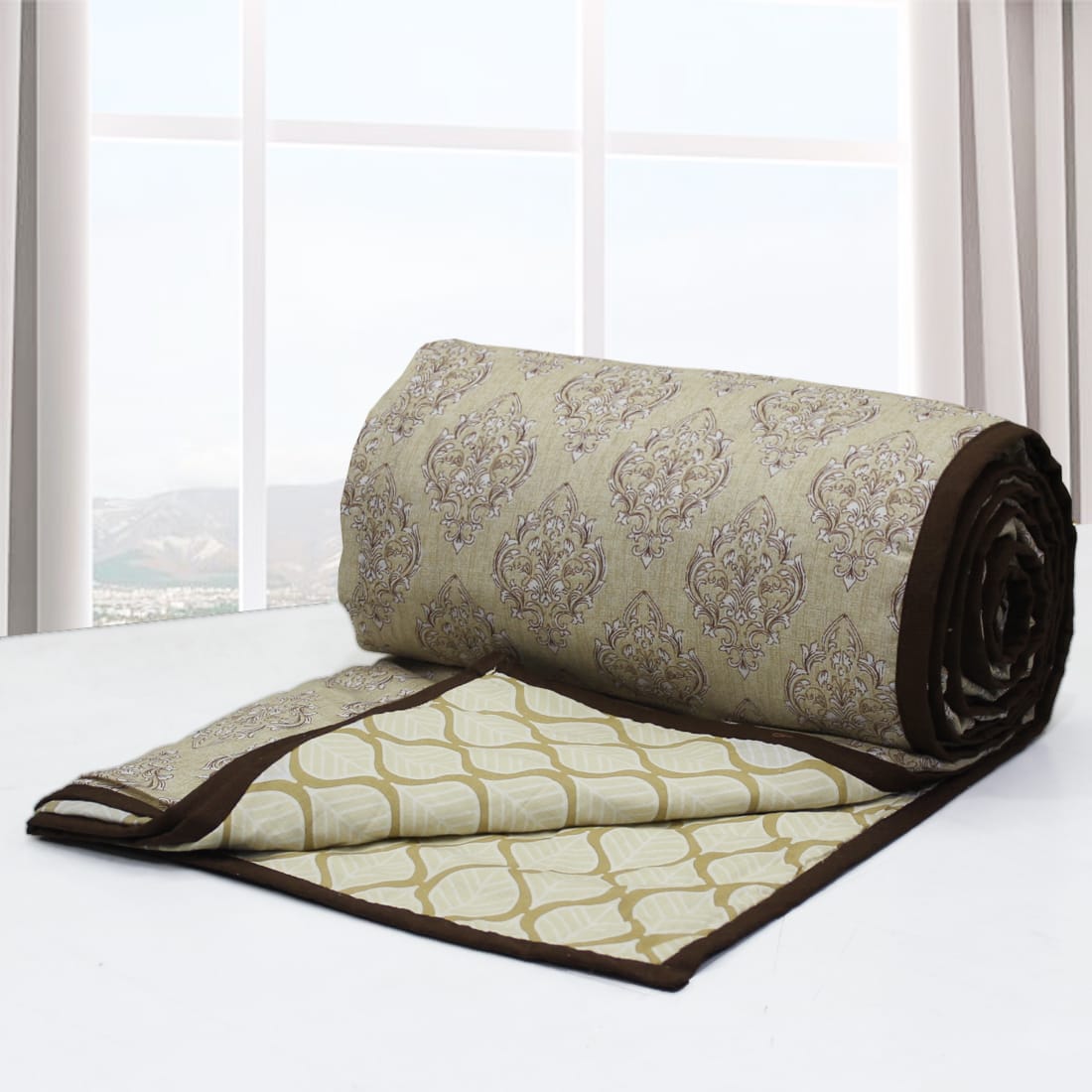 Riva Floral Cotton Dohar, Brown