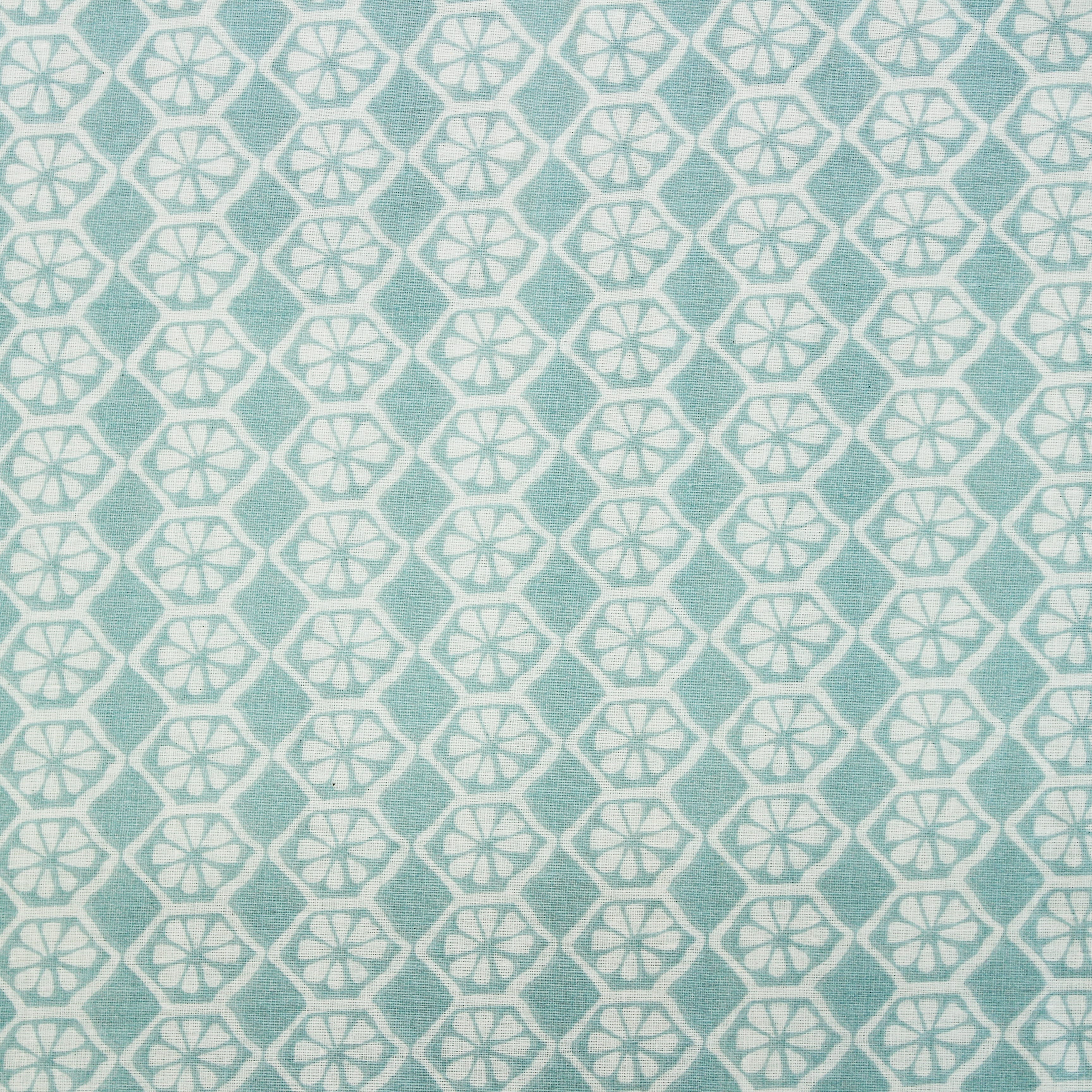 Close Up View Riva Floral Cotton Dohar, Blue Design 