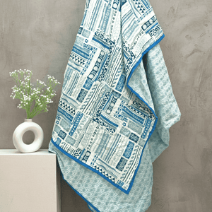Riva Floral Cotton Dohar, Blue