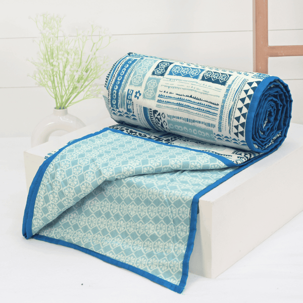 Riva Floral Cotton Dohar, Blue