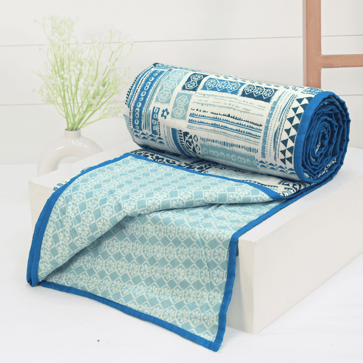 Riva Floral Cotton Dohar, Blue