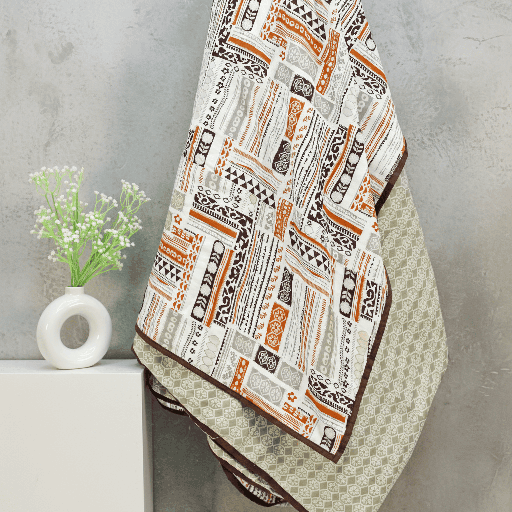 Riva Floral Cotton Dohar, Coffee