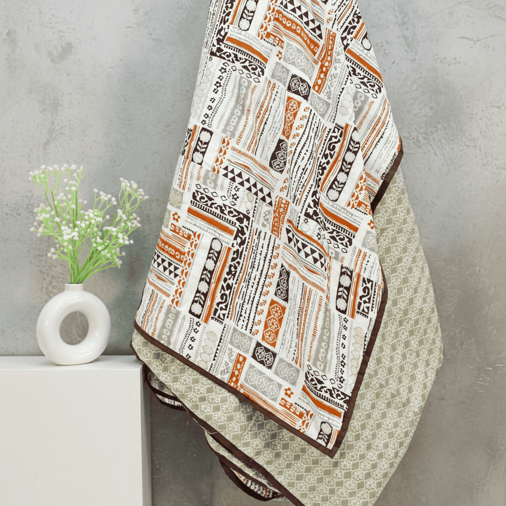 Riva Floral Cotton Dohar, Coffee