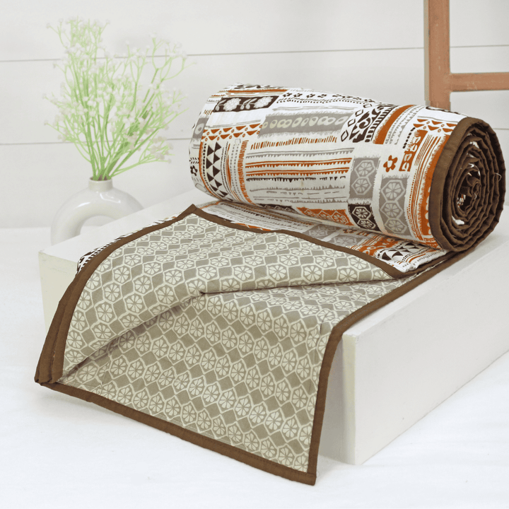 Riva Floral Cotton Dohar, Coffee