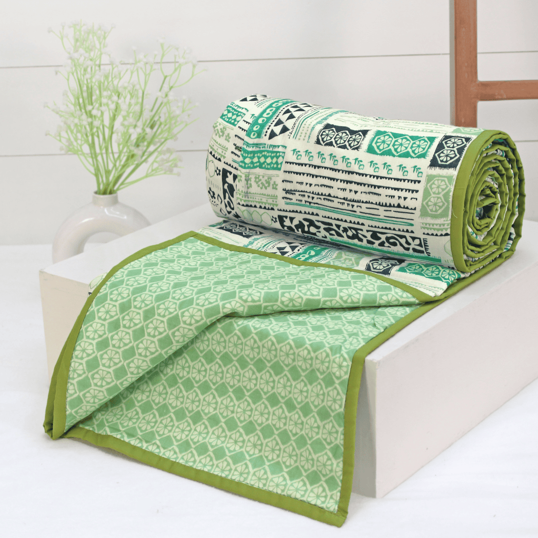 Riva Floral Cotton Dohar, Green