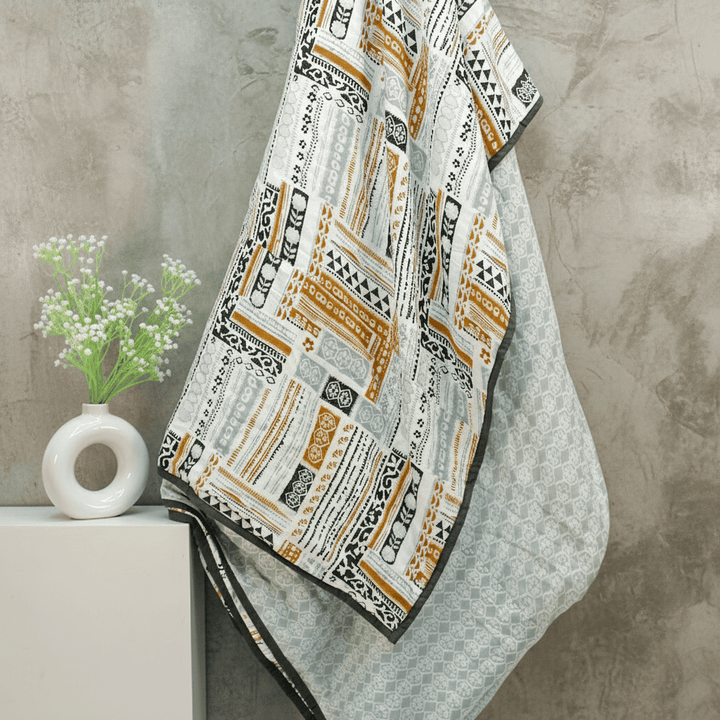 Riva Floral Cotton Dohar, Grey