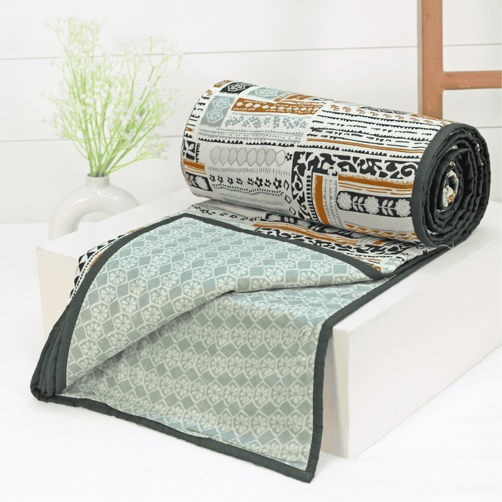 Riva Floral Cotton Dohar, Grey