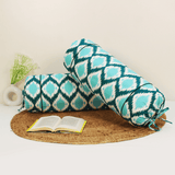 Printed Ikat Cotton 2 Pcs Bolster Cover set - Aqua