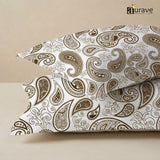 Printed Paisley 2 Pcs Cotton Pillow Cover Set - Brown