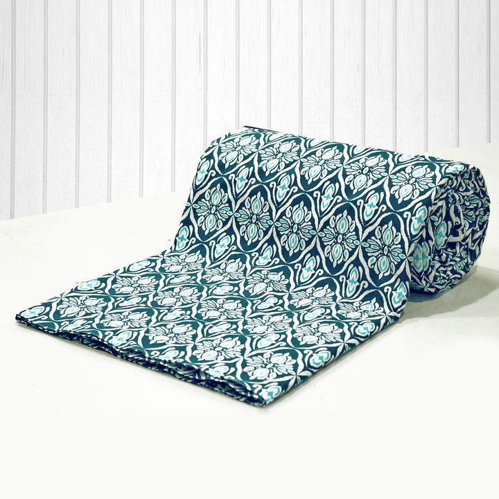 Printed Cotton 144 TC Duvet Cover - Navy Blue