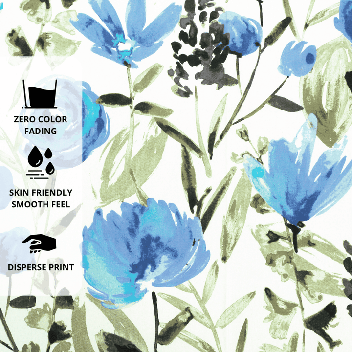 Full View Printed Floral Cotton 144 TC Fitted Bedsheet 