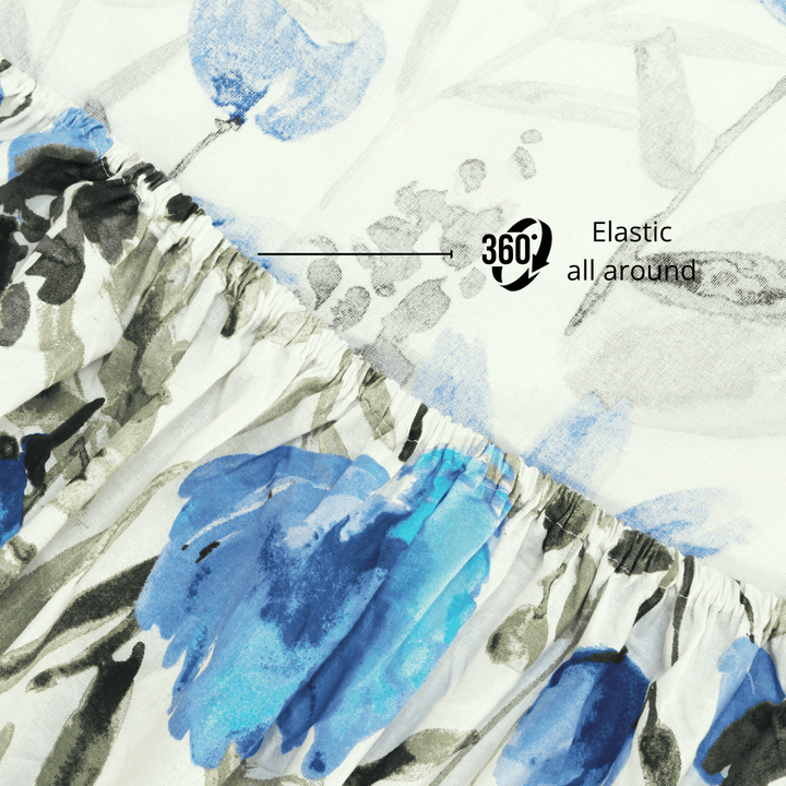 Close Up Printed Floral Cotton 144 TC Fitted Bedsheet 