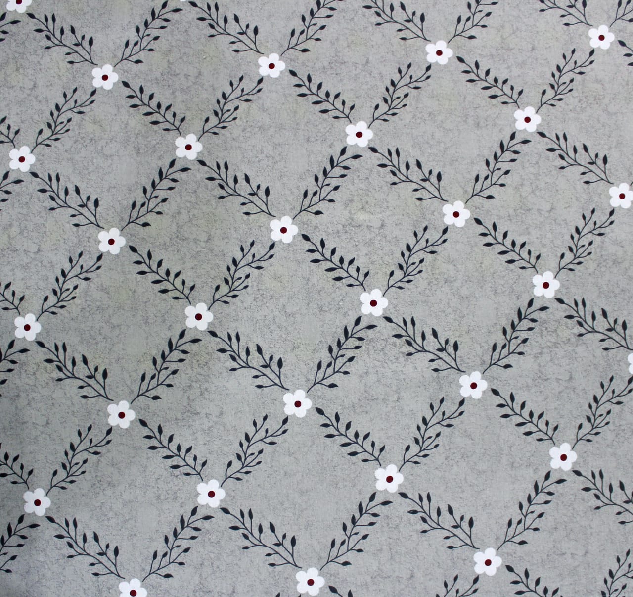Printed Cotton Floral 144 TC Bedsheet - Grey