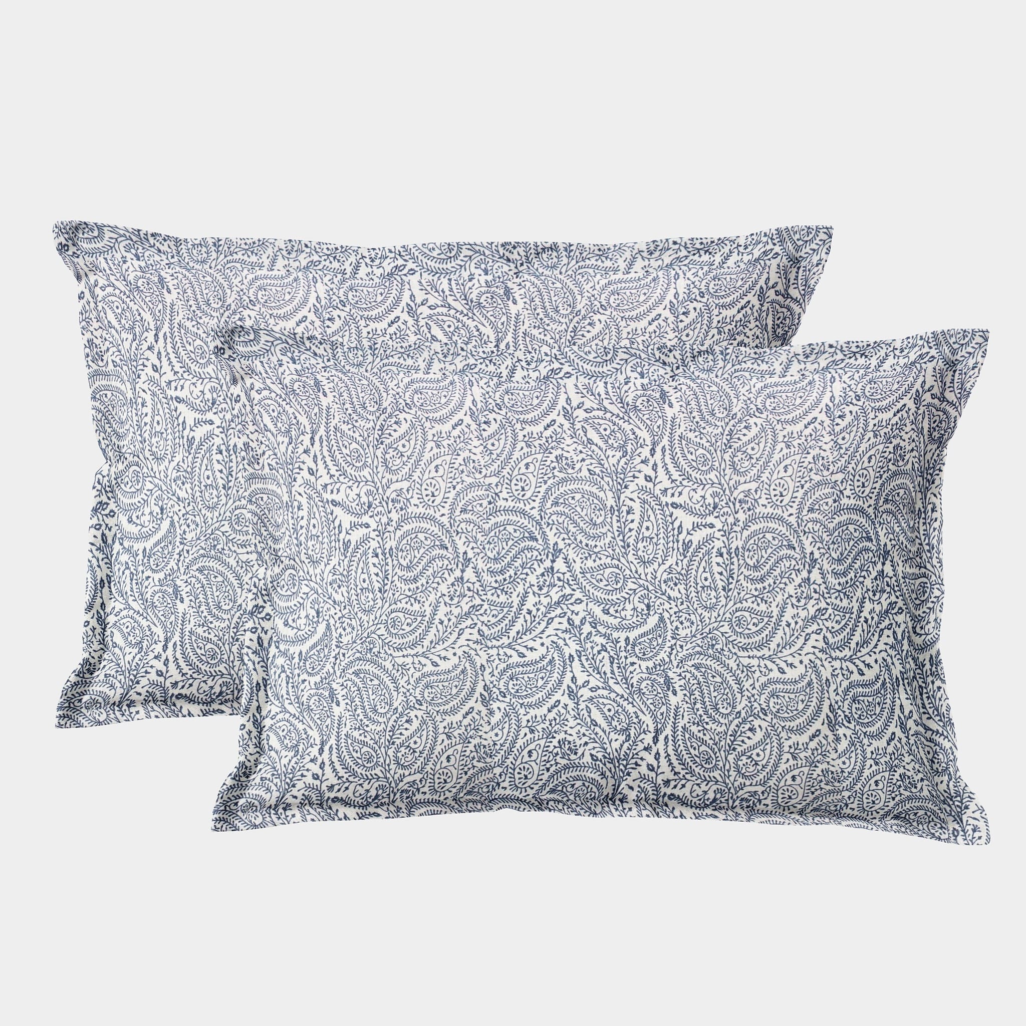 Stylish Blue Printed 144 TC Cotton Paisley Fitted Bedsheet At Best Price