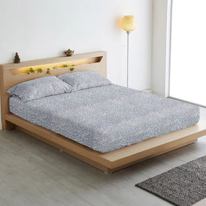 Stylish Blue Printed 144 TC Cotton Paisley Fitted Bedsheet At Best Price