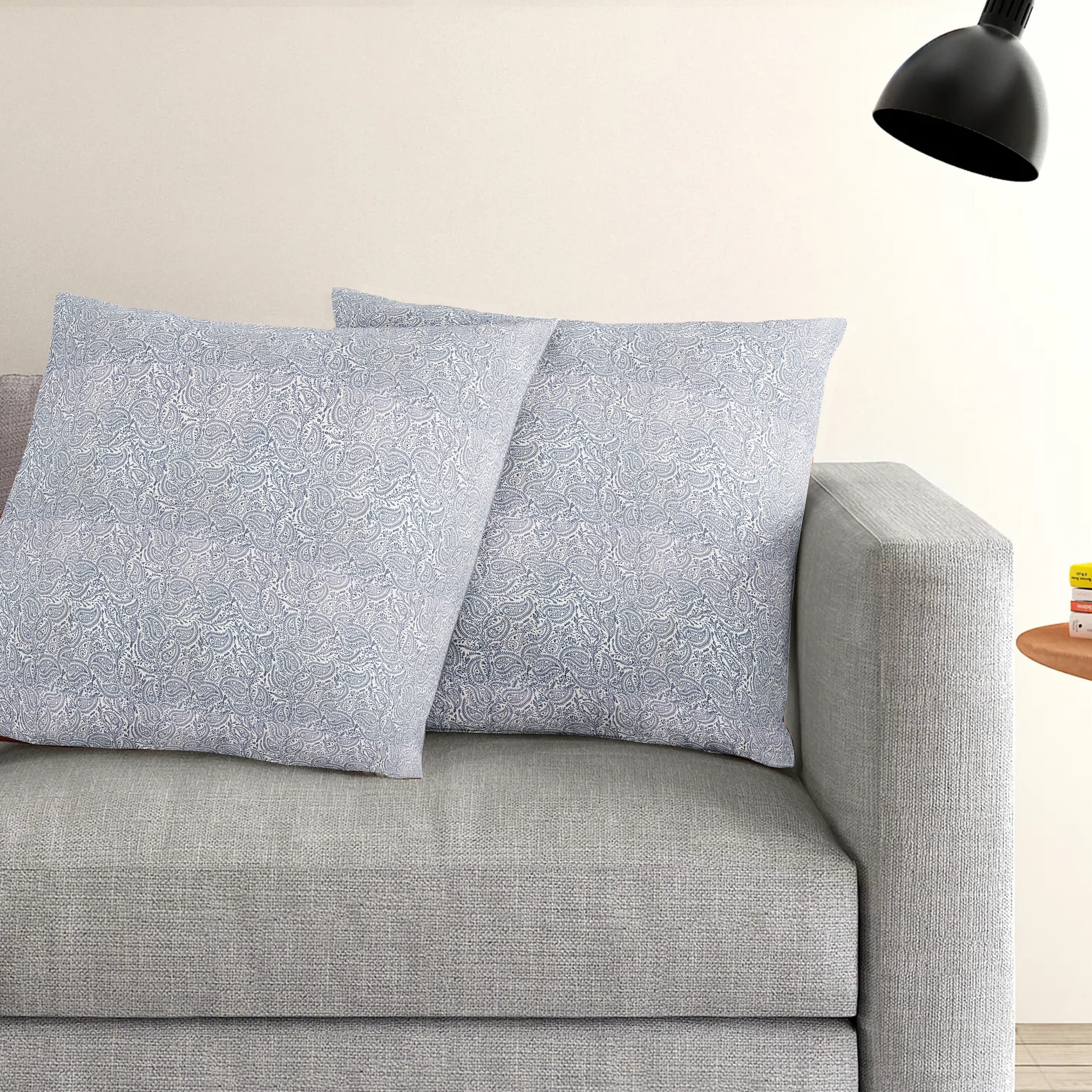 Printed Geometrical Cotton Cushion Cover set - Blue