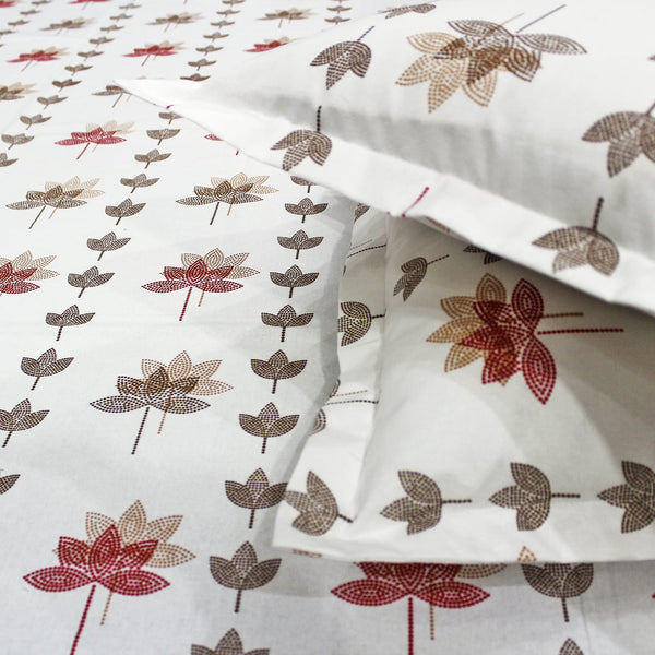 Stylish Multicolor Printed 144 TC Cotton Floral Fitted Bedsheet At Best Price