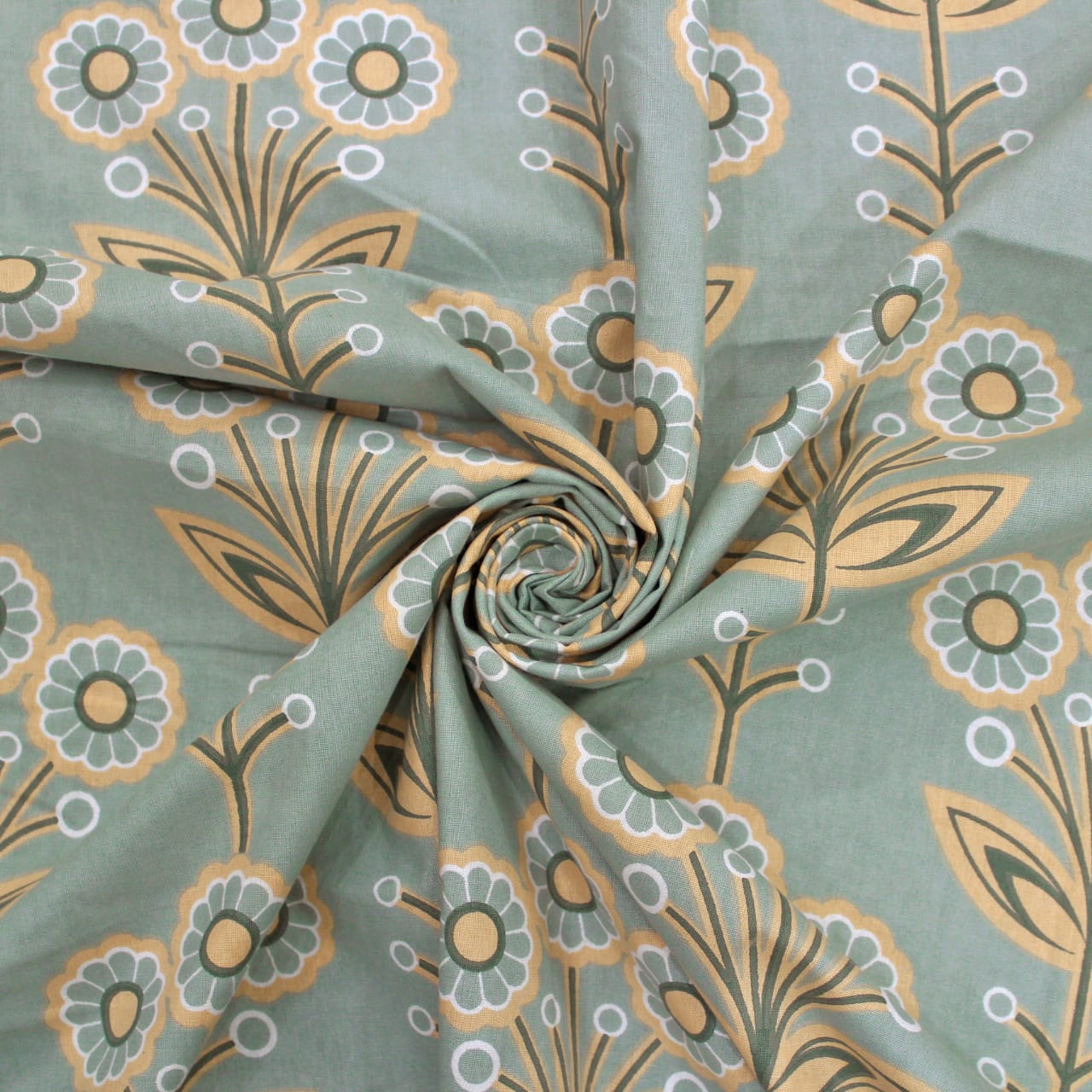 Printed Floral Cotton 144 TC Fitted Bedsheet 
