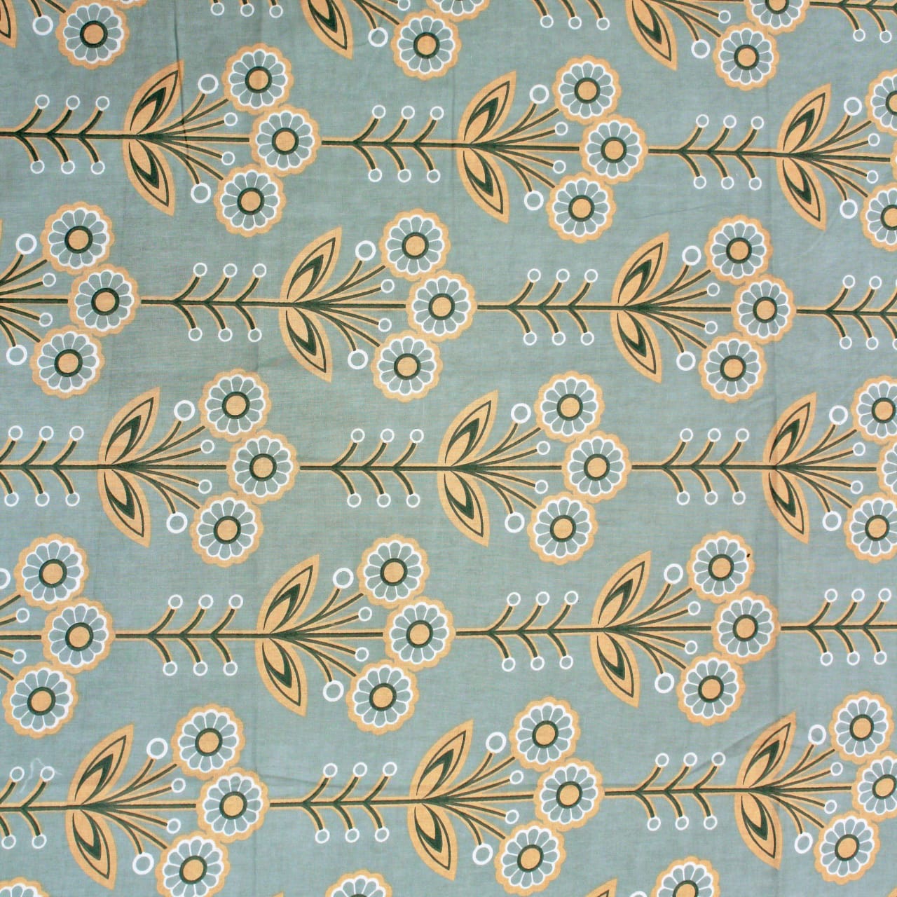 Full View Printed Floral Cotton 144 TC Fitted Bedsheet 