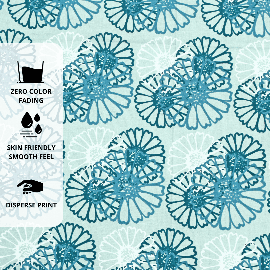 Full view Printed Floral Cotton 144 TC Fitted Bedsheet Design 