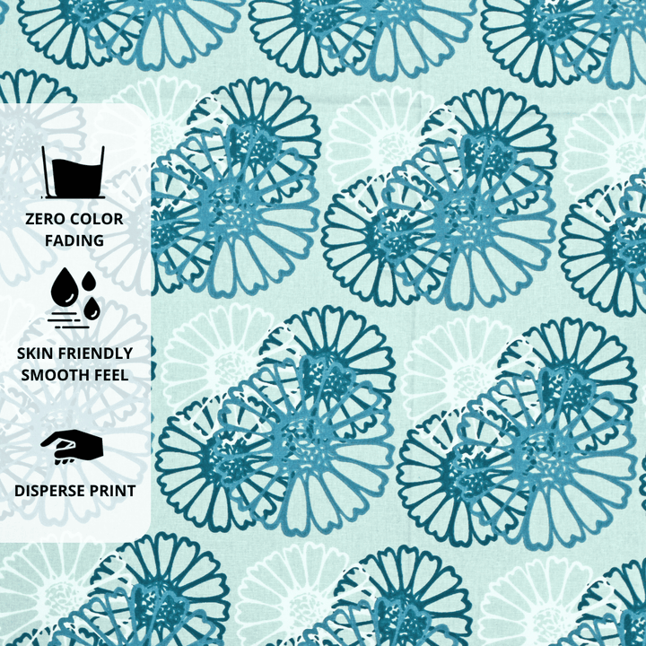 Full view Printed Floral Cotton 144 TC Fitted Bedsheet Design 