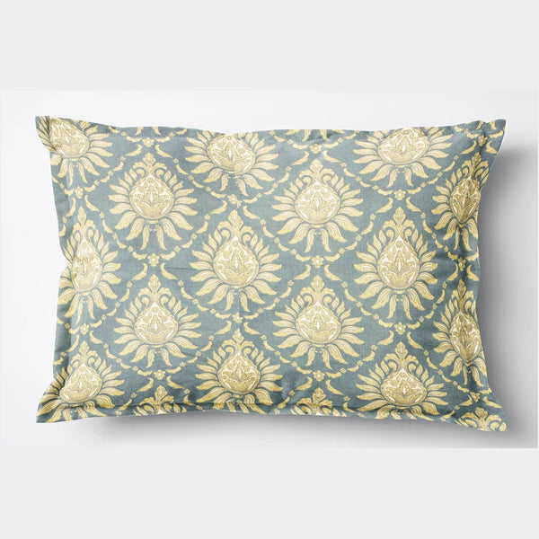 Printed Floral 2 Pcs Cotton Pillow Cover Set - Grey