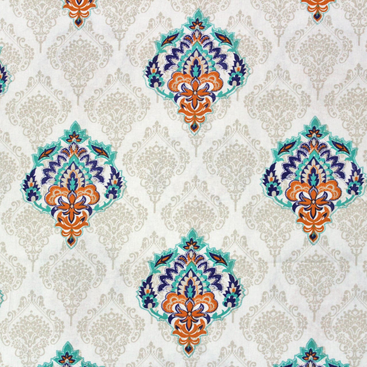 Full view Printed Damask Cotton 144 TC Fitted Bedsheet Design 
