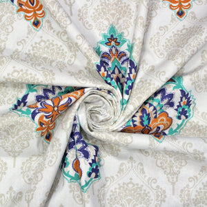 Printed Damask Cotton 144 TC Fitted Bedsheet