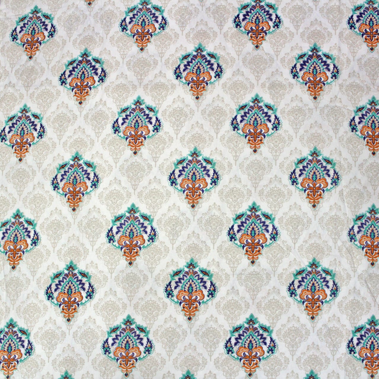 Printed Damask Cotton 144 TC Fitted Bedsheet Design 