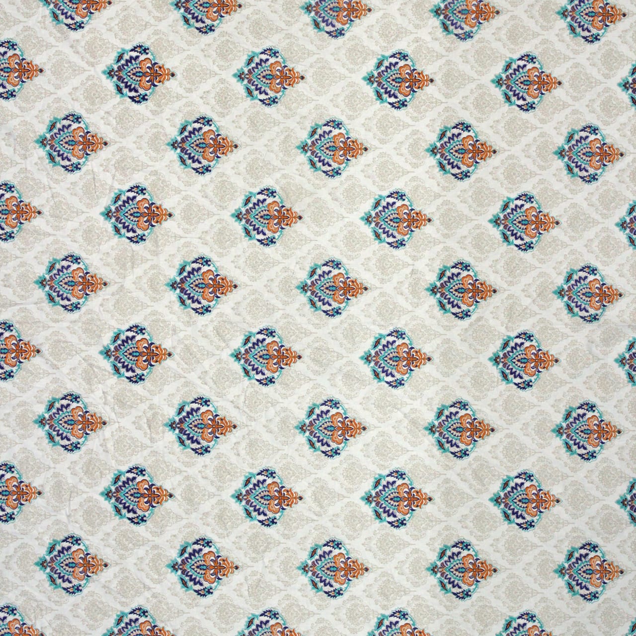 Printed Damask Cotton 144 TC Fitted Bedsheet Design 